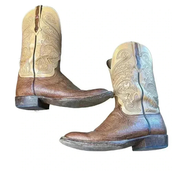 Lucchese Smooth Ostrich Brown 9 1/2 D Square Toe - Picture 7 of 12